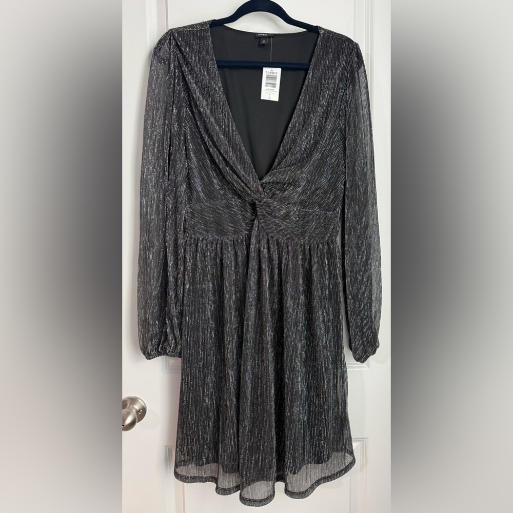 Torrid Black Shimmer Long Sleeve Dress